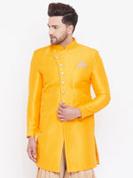 Thumbnail for VM by Vastramay Men's Mustard Silk Blend Sherwani Only Top - Distacart