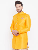 Thumbnail for VM by Vastramay Men's Mustard Silk Blend Sherwani Only Top - Distacart
