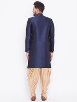 Thumbnail for VM by Vastramay Men's Navy Blue And Rose Gold Silk Blend Sherwani Set - Distacart