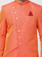 Thumbnail for VM by Vastramay Men's Orange Silk Blend Sherwani Only Top - Distacart