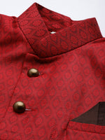 Thumbnail for Vastramay Men's Maroon Silk Blend Sherwani Only Top - Distacart