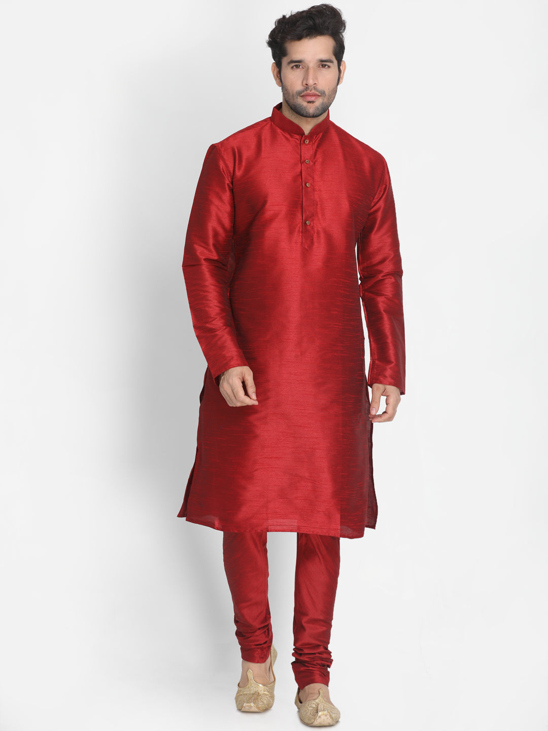 VM by Vastramay Men's Maroon Silk Blend Jacket, Kurta And Pyjama Set - Distacart