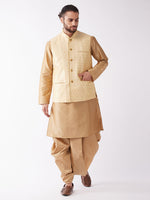 Thumbnail for VM by Vastramay Men's Rose Gold Silk Blend Jacket, Kurta And Dhoti Set - Distacart