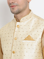 Thumbnail for VM by Vastramay Men's Gold Silk Blend Jacket, Kurta And Dhoti Set - Distacart