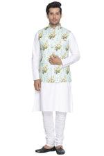 Thumbnail for Vastramay Men's Multicolor Pure Cotton Jacket, Kurta and Pyjama Set - Distacart