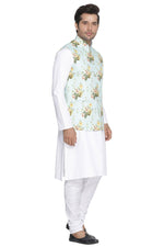 Thumbnail for Vastramay Men's Multicolor Pure Cotton Jacket, Kurta and Pyjama Set - Distacart