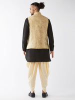 Thumbnail for VM by Vastramay Men's Black, Rose Gold And Gold Silk Blend Jacket, Kurta And Dhoti Set - Distacart
