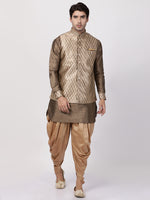 Thumbnail for VM by Vastramay Men's Gold Silk Blend Jacket, Kurta And Dhoti Set - Distacart