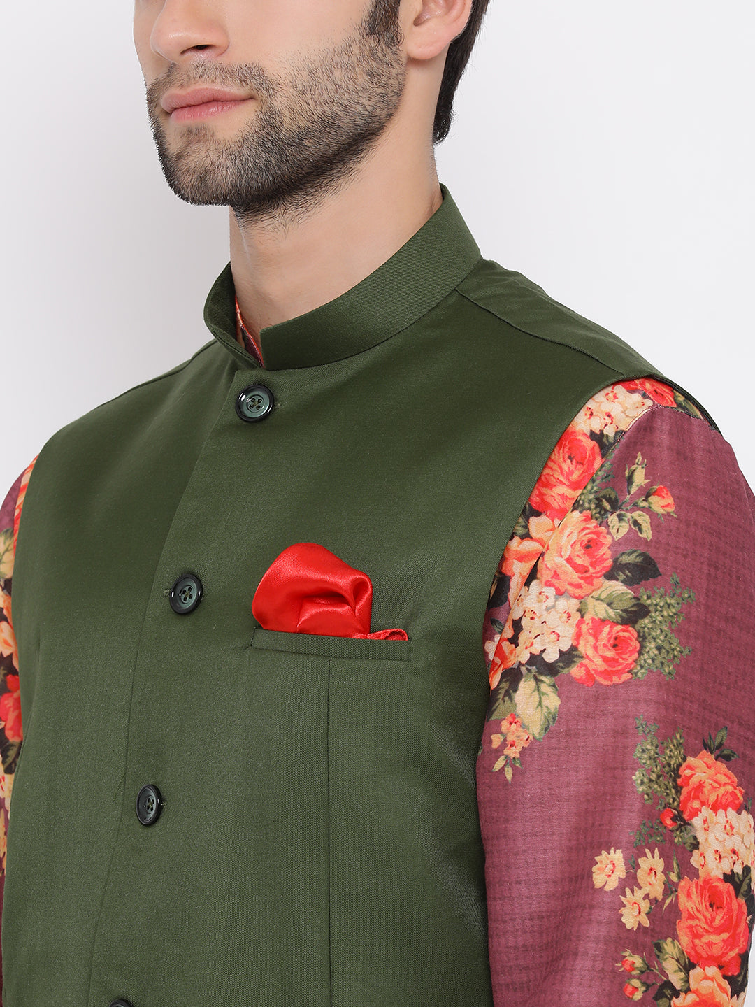 Vastramay Men's Purple Silk Blend Jacket, Kurta and Pyjama Set - Distacart