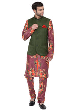 Thumbnail for Vastramay Men's Purple Silk Blend Jacket, Kurta and Pyjama Set - Distacart