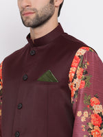 Thumbnail for Vastramay Men's Purple Silk Blend Jacket, Kurta and Pyjama Set - Distacart