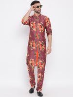 Thumbnail for Vastramay Men's Purple Silk Blend Jacket, Kurta and Pyjama Set - Distacart