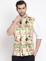 Thumbnail for Vastramay Men's Green Silk Blend Nehru Jacket - Distacart