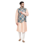 Thumbnail for Vastramay Men's Peach Cotton Silk Jacket, Kurta and Pyjama Set - Distacart