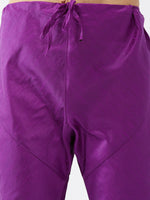 Thumbnail for Vastramay Men's Purple Black Silk Blend Jacket, Kurta and Pyjama Set - Distacart