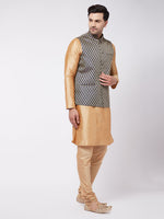 Thumbnail for VM by Vastramay Men's Rose Gold Silk Blend Jacket, Kurta And Pyjama Set - Distacart
