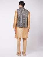 Thumbnail for VM by Vastramay Men's Rose Gold Silk Blend Jacket, Kurta And Pyjama Set - Distacart