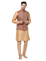 Thumbnail for VM by Vastramay Men's Rose Gold Silk Blend Jacket, Kurta And Pyjama Set - Distacart