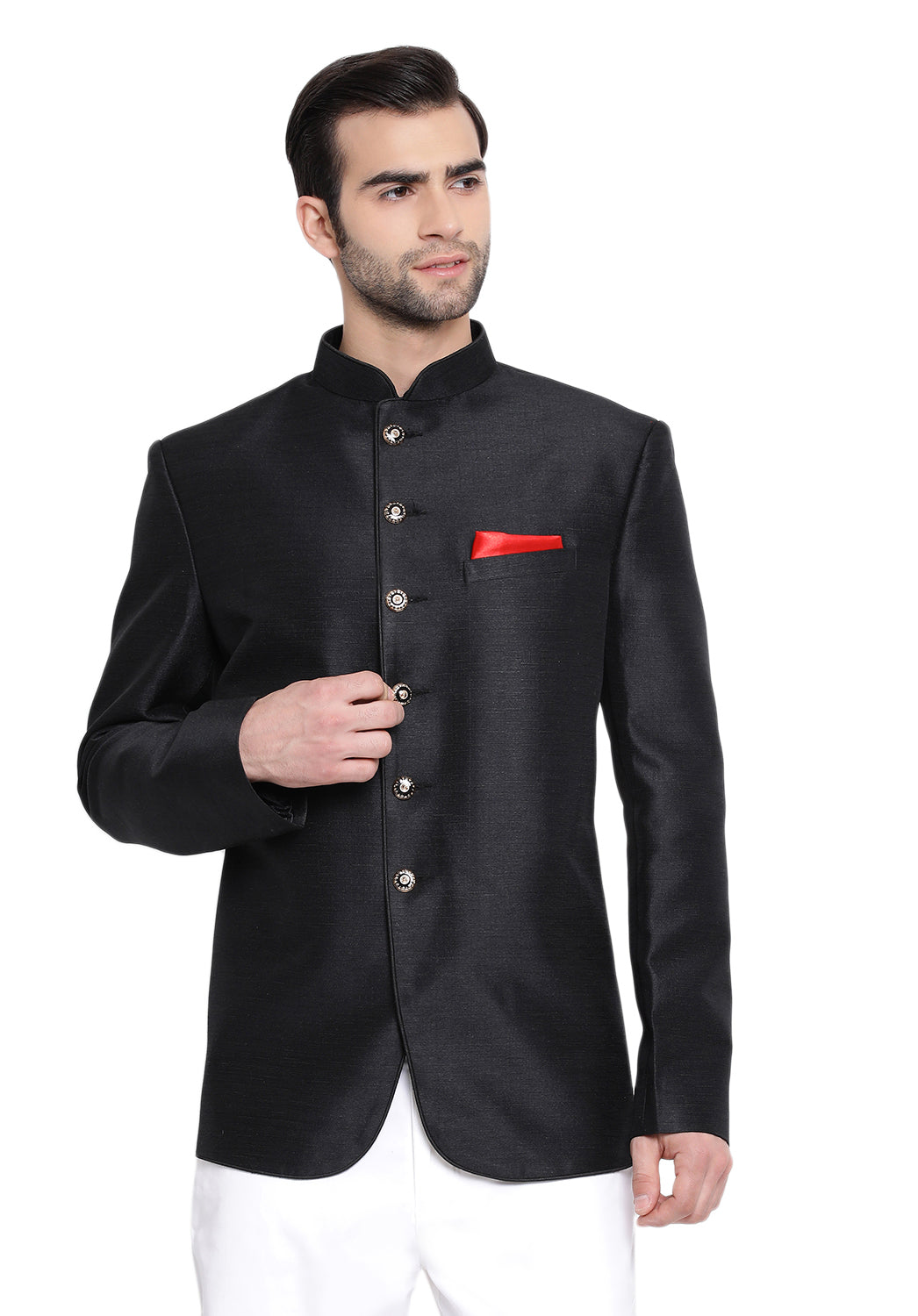 Vastramay Men's Black Silk Blend Jodhpuri - Distacart