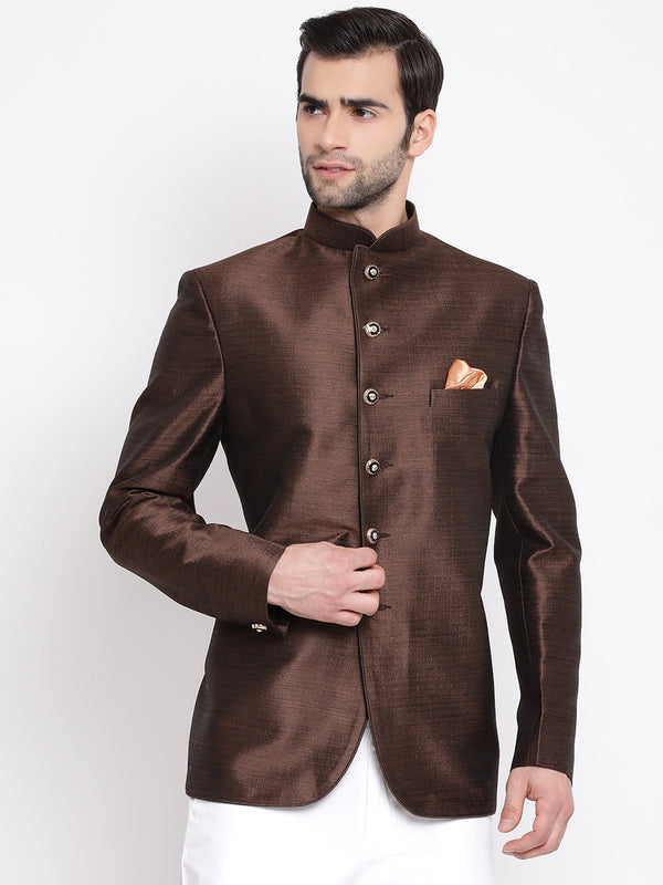 Vastramay Men's Coffee Silk Blend Jodhpuri - Distacart