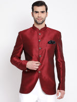 Thumbnail for Vastramay Men's Maroon Silk Blend Jodhpuri - Distacart