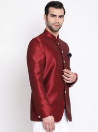 Thumbnail for Vastramay Men's Maroon Silk Blend Jodhpuri - Distacart