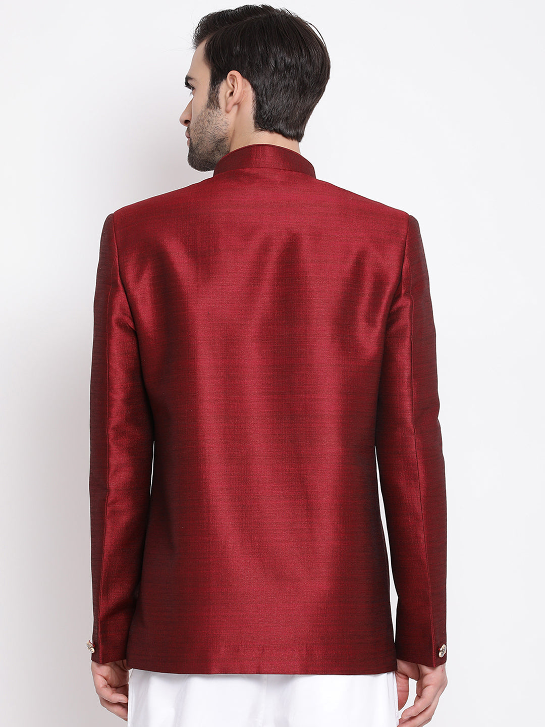 Vastramay Men's Maroon Silk Blend Jodhpuri - Distacart