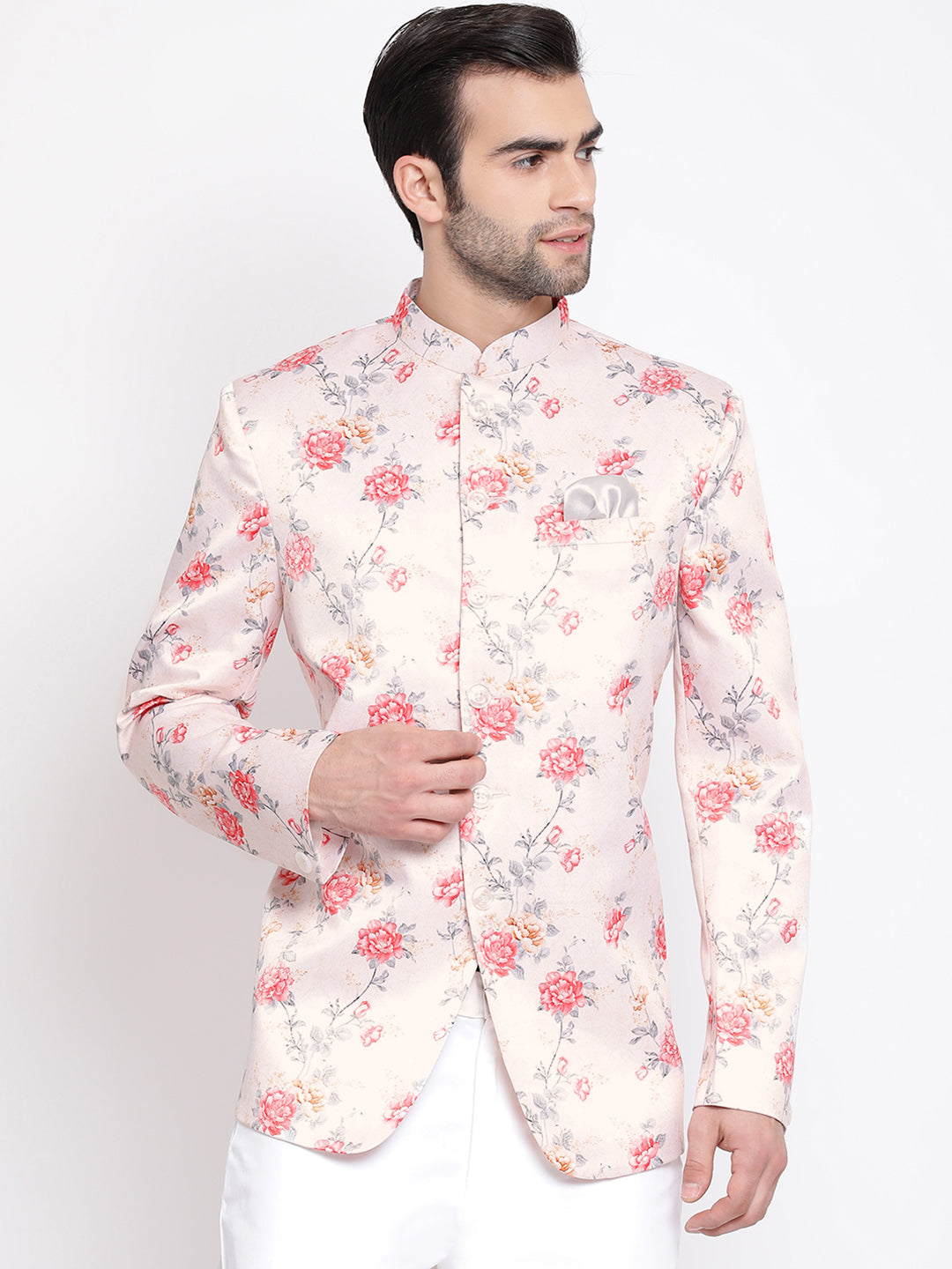 Vastramay Men's Peach Silk Blend Jodhpuri - Distacart