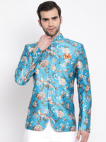 Thumbnail for Vastramay Men's Turquoise Silk Blend Jodhpuri - Distacart