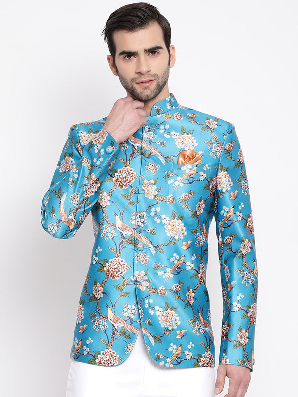 Vastramay Men's Turquoise Silk Blend Jodhpuri - Distacart
