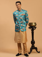 Thumbnail for Vastramay Men's Pink And Rose Gold Poly Viscose Ethnic Combo Set - Distacart