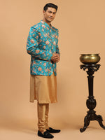 Thumbnail for Vastramay Men's Pink And Rose Gold Poly Viscose Ethnic Combo Set - Distacart