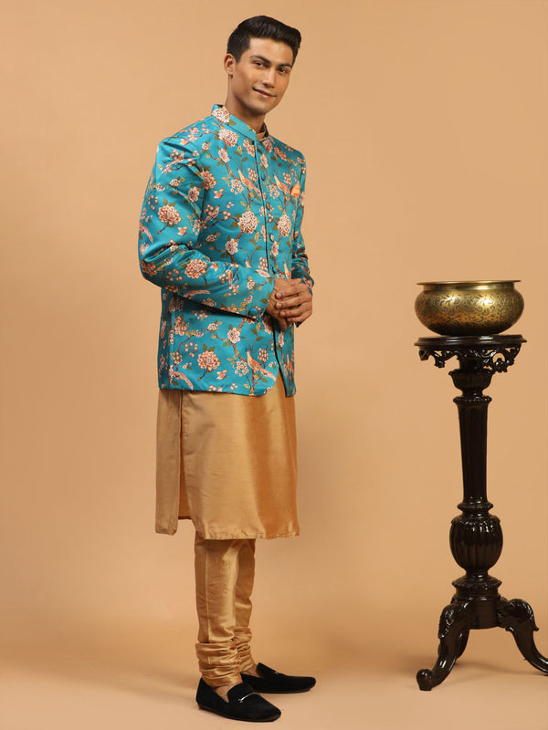 Vastramay Men's Pink And Rose Gold Poly Viscose Ethnic Combo Set - Distacart