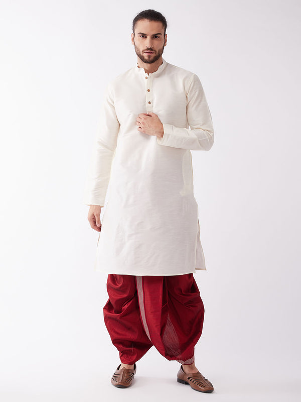 VM by Vastramay Men's Solid Kurta And Embroidered Traditional Dhoti Set - Distacart
