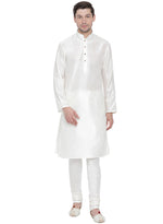 Thumbnail for Vastramay Men's White Silk Blend Kurta Pyjama Set - Distacart