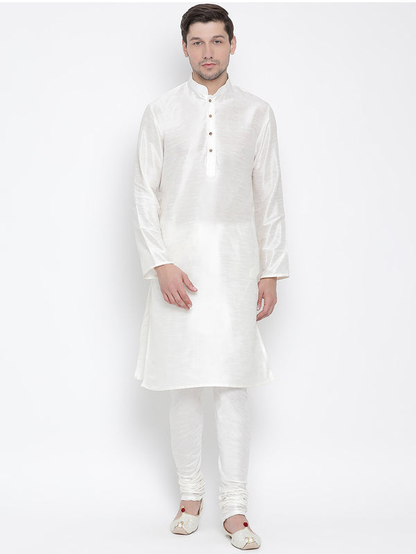 VM by Vastramay Men's White Silk Blend Kurta Pyjama Set - Distacart
