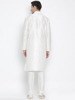 Thumbnail for VM by Vastramay Men's White Silk Blend Kurta Pyjama Set - Distacart