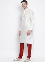 Thumbnail for VM by Vastramay Men's White Silk Blend Kurta Pyjama Set - Distacart