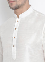 Thumbnail for VM by Vastramay Men's White Silk Blend Kurta Pyjama Set - Distacart