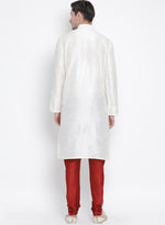 Thumbnail for VM by Vastramay Men's White Silk Blend Kurta Pyjama Set - Distacart