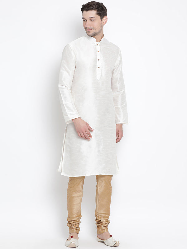 VM by Vastramay Men's White Silk Blend Kurta Pyjama Set - Distacart