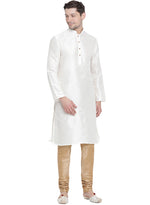 Thumbnail for VM by Vastramay Men's White Silk Blend Kurta Pyjama Set - Distacart