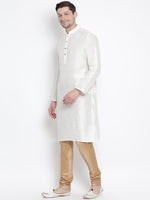 Thumbnail for VM by Vastramay Men's White Silk Blend Kurta Pyjama Set - Distacart