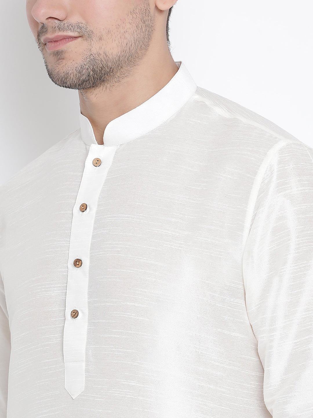 VM by Vastramay Men's White Silk Blend Kurta Pyjama Set - Distacart