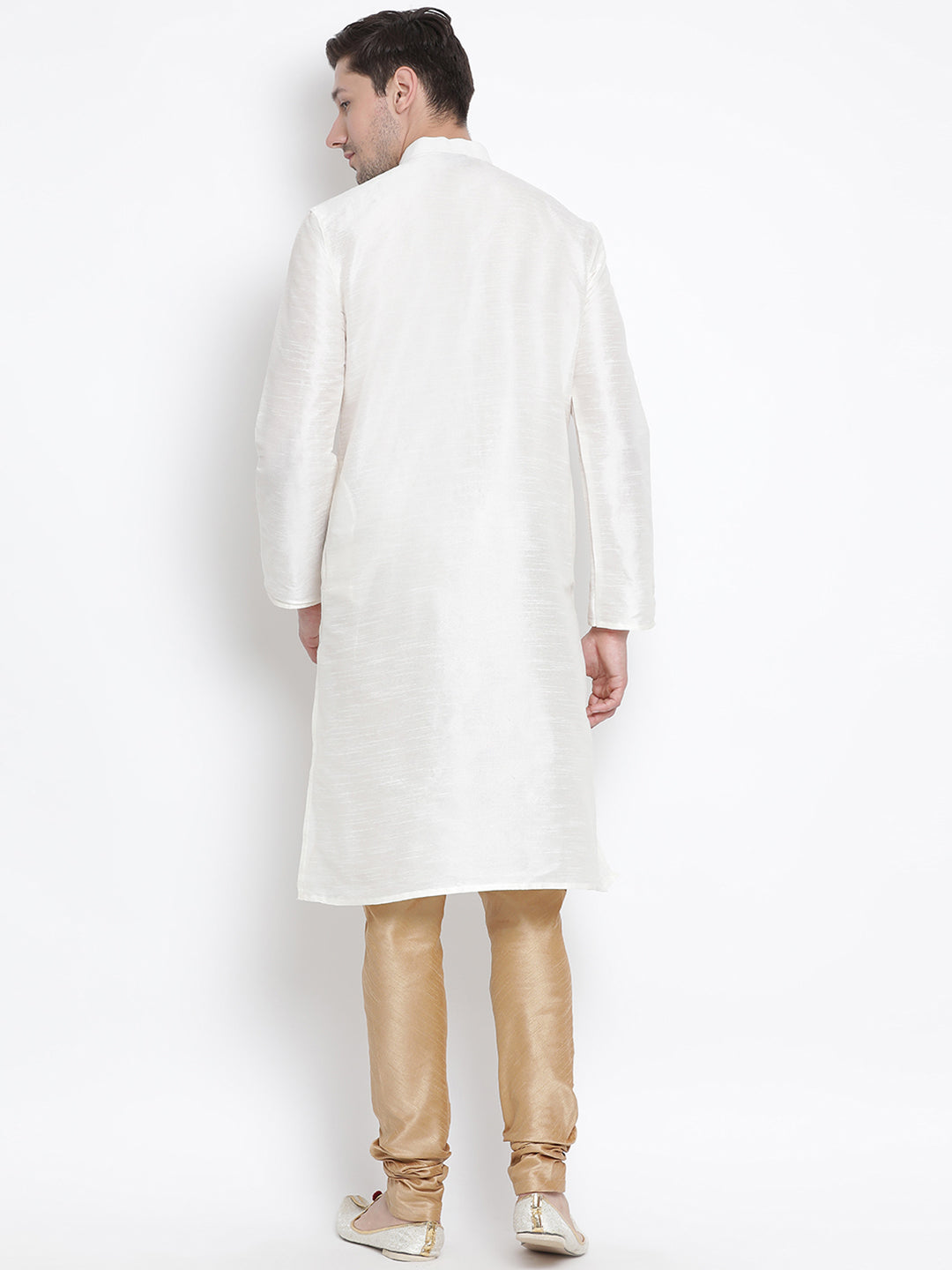 VM by Vastramay Men's White Silk Blend Kurta Pyjama Set - Distacart