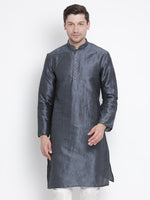 Thumbnail for Vastramay Men's Grey Silk Blend Kurta - Distacart