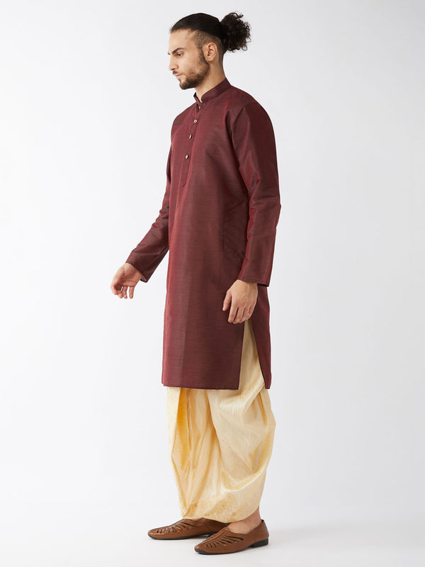 VM by Vastramay Men's Solid Kurta And Embroidered Traditional Dhoti Set - Distacart