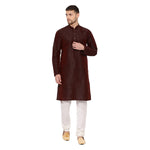 Thumbnail for VM by Vastramay Men's Wine Silk Blend Kurta Pyjama Set - Distacart