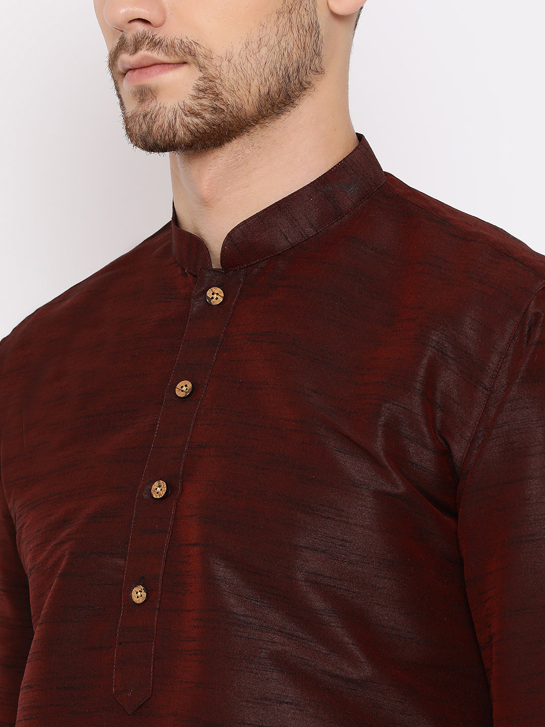 VM by Vastramay Men's Wine Silk Blend Kurta Pyjama Set - Distacart