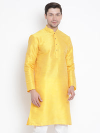 Thumbnail for Vastramay Men's Yellow Silk Blend Kurta - Distacart